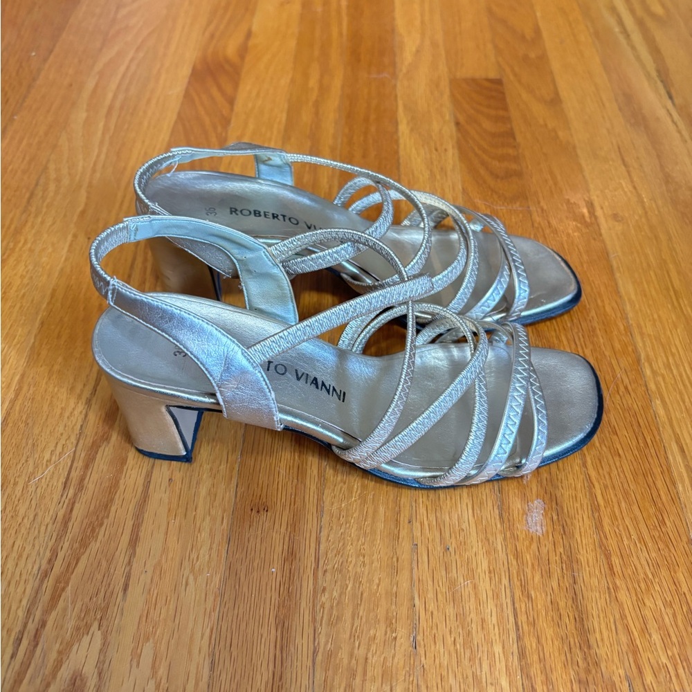 🚨3X$30🚨 Gold Strappy Heels with Block Heel